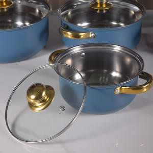 ชุดเครื่องครัวสแตนเลสสตีลสีสันสดใส 12 ชิ้น งานหนัก - ชุดหม้อและกระทะอเนกประสงค์แบบไม่ติดกระทะ ใช้ได้กับเตาทุกประเภท - Product Image 2