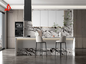 Gabinete moderno de cocina con cesta negra pequeña giratoria de esquina gris acrílica de gama alta - Product Image 3