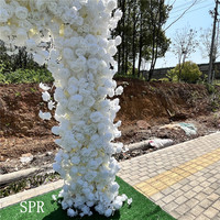 Bunga Kain Sutra Buatan SPR Mawar Hydrangea Tanaman Hijau Dinding Bunga Latar Belakang Gaya Bohemian Pesta Hari Ibu Natal