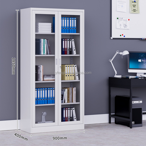 Armoire à livres moderne en verre et acier, armoire métallique verrouillable pour l'école, le bureau, l'hôpital ou l'extérieur (maison, hôtels, bureaux) - Product Image 4
