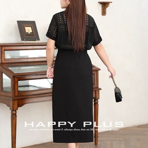 Camisa de Manga Corta con Encaje Hueco Estilo Francés Happy Plus, Talla Grande para Mujer, Blusa de Gasa Negra con Cuello Camisero N8977 - Product Image 5