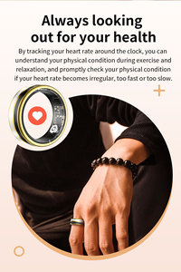 Bague intelligente en acier inoxydable de qualité supérieure, moniteur de fréquence cardiaque et d'oxygène sanguin avec contrôle gestuel - Product Image 6