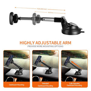 Support magnétique universel pour téléphone de voiture à rotation 360 degrés, support pour tableau de bord et pare-brise avec bras télescopique en métal pour smartphones - Product Image 3