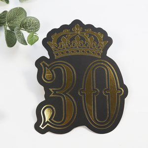 Vương Miện Hoàng Gia Thiết Kế Sinh Nhật Thứ 30 Đảng Đen Giấy Thẻ Menu Với Lá Vàng Tùy Chỉnh Thiệp Mời Đám Cưới - Product Image 3