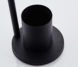 Porte-papier toilette sur pied en acier inoxydable 304 noir avec brosse WC pour salle de bain - Product Image 6
