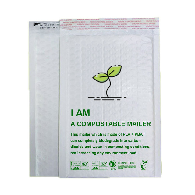 Custom Logo 4X6 4X8 6X9 6X10 8X11" Cornstarch Compostable Ecommerce Goods Padded Shipping Envelope Biodegradable Bubble Mailer