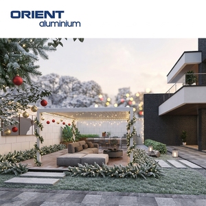 Toiture de terrasse sur mesure en aluminium, pergola extérieure, auvent de terrasse, panneau de toiture de terrasse en aluminium <span class=keywords><strong>avec</strong></span> portes coulissantes en verre - Product Image 2