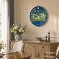 Horloge murale islamique, mosquée, Shahada, calligraphie arabe, cristal acrylique brillant noir or, décoration d'intérieur, art moderne, grand cadeau