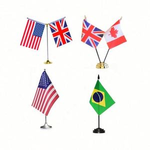 2023 New <b>Low</b> Price Full Color National Custom Printed Logo Meeting Office <b>Table</b> Desk Flag With Stand - Product Image 1