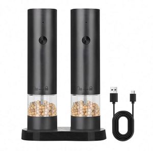 Rechargeable New Smart USB Salt Electric Salt and <b>Pepper</b> Mill Rechargeable Salt and <b>Pepper</b> <b>Grinder</b> Set - Product Image 1