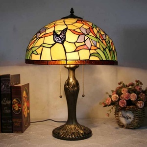 Lámpara de Mesa LED Tiffany LongHuiJing de 16 Pulgadas con Pantalla Cónica de Vidrio con Diseño Floral Colorido, E26, Estilo Retorcido - Product Image 6