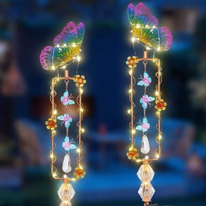 Luces Solares de Jardín con Forma de Mariposa, Cadena de Luces LED con Colgante de Cristal, Resistentes al Agua, Decoración para Exteriores - Product Image 1