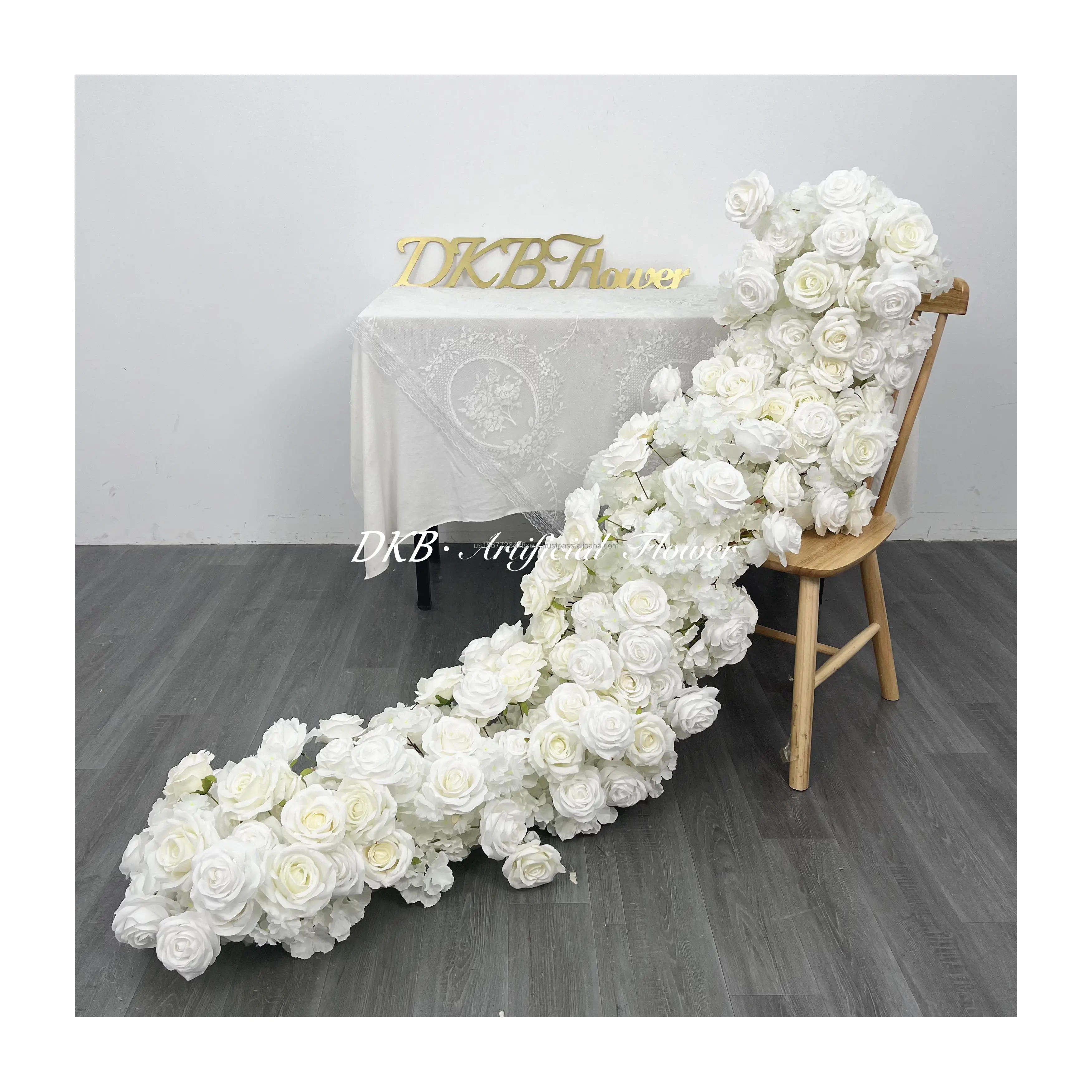 wedding props white flowers runners flower rows artificial flowers table runner arrangement for wedding decoration