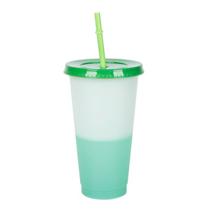 Vaso Mágico de Plástico de Colores sin BPA Personalizado de 16 y 24 Oz que Cambia de Color con Agua Fría Reutilizable con Tapa y Pajita para Café - Product Image 5