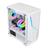 Boîtier PC de bureau à succès avec panneau latéral en verre et barre lumineuse, compatible cartes mères MATX et ITX