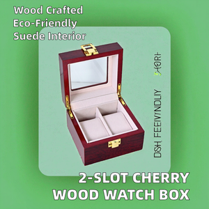Boîte à montre en bois durable avec logo personnalisé, finition laquée, doublure en daim, fermeture à pression, emballage cadeau pour l'affichage des montres - Product Image 2
