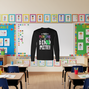 Camiseta de manga larga con estampado de dinosaurio Dinomite Dinosaur Pun de This Principal - Product Image 3