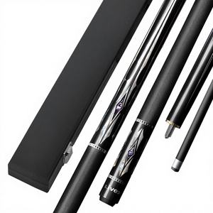 Queue de billard chinoise en fibre de carbone, tête fine, style 8 points noirs, à neuf queues, avec structure en 12 parties et étui de transport TS01 - Product Image 1