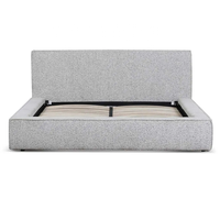 Lit Confortable et Doux avec Tête de Lit en Bois, Tissu Bouclé Gris, Disponible en Tailles Simple, Double, Queen et King – Offre Spéciale