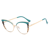 MS 97697 2023 Nouvelles lunettes pour femmes, demi-monture en métal TR90, anti-lumière bleue, lunettes de vue œil-de-chat, monture personnalisable avec logo
