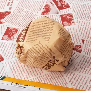 卸売カスタマイズ印刷ロゴとサイズ食品グレードバーガー紙耐油性肉包装Peコート紙サンドイッチ包装紙
