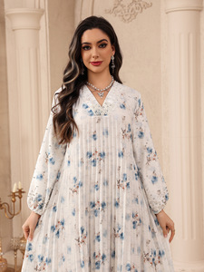 Vestidos Elegantes con Cuentas y Cuello en V para Mujer, Talla Única, <span class=keywords><strong>Kaftan</strong></span> Abaya de SunDA Fashion Brands para Eid, Ropa Islámica APIAI - Product Image 2
