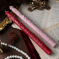 Cadeau de Noël, bougies longues sculptées vintage, bougies coniques baroques à motifs floraux en 3D