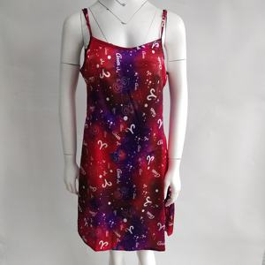 Chemise de nuit en satin personnalisée pour <span class=keywords><strong>femme</strong></span>, motif 12 signes du zodiaque, style été, nuisette sexy, lingerie, chemise de nuit complète - Product Image 5