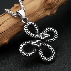 Collar yunnique con colgante de calavera de serpiente de acero inoxidable para hombre, joyería de moda estilo Hip Hop con signo del zodiaco animal, cadena de 60cm - Product Image 1