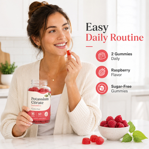 Gummies de citrate de potassium bio sans gluten, faibles en gras et en sucre pour adultes, favorisant la santé cardiaque et du système nerveux, complément végétalien OEM - Product Image 2