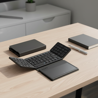 Keyboard Portabel 3 Saluran Ultra Tipis Lipat, Keyboard dan Mouse Lipat Fleksibel dengan Touchpad untuk iPad