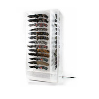 Custom Make Retail Store Tischplatte Rotierende klare Messer Acryl Vitrine mit LED-Leuchten