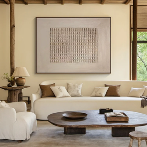 Hôtel oeuvre décorative mur affiche fournitures Beige 3D Texture peinture Wabi Sabi Original Art peinture mur toile peinture à l'huile - Product Image 3