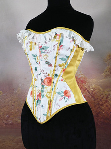 Corset vintage à imprimé floral pour femme, avec détails en satin, bustier noir à volants en dentelle, top amincissant pour cosplay - Product Image 2