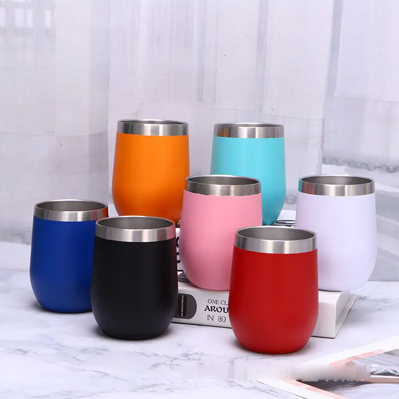 12 Oz Vakum Stainless Steel Mug Perjalanan 12 Oz Bpa Gratis Cangkir Mug Vakum Telur Bentuk Kopi Anggur Tumbler dengan Logo Pelanggan