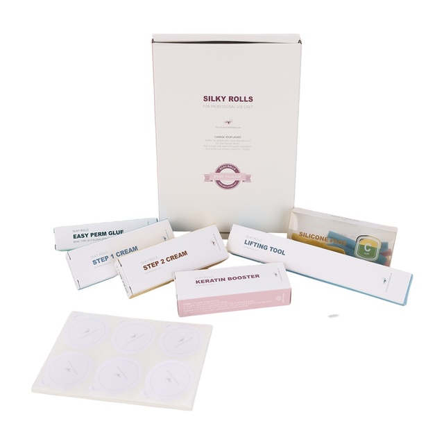 Silky Rolls Vegan Lash Lift Kit Basic Set with Keratin Creams and Tools for Professional Use Semi-Permanent 8-12 Mins