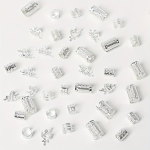 Lot de 40 anneaux de cheveux mixtes pour dreadlocks, perles et tresses, extensions de perruque de luxe pour femmes, cerceaux creux, accessoires de bricolage. - Product Image 4