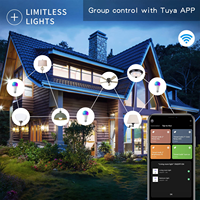 Paquete de 4 Bombillas LED Inteligentes A19 E26 RGB Tuya WiFi, Control por Voz con Alexa y Google, Control Remoto, Decoración para el Hogar, Luz Regulable