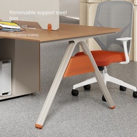 Bureau de réunion modulaire en L moderne Xin Chuang Foshan avec chaises, combinaison pour quatre personnes, réunions face à face, cadre en bois et en fer