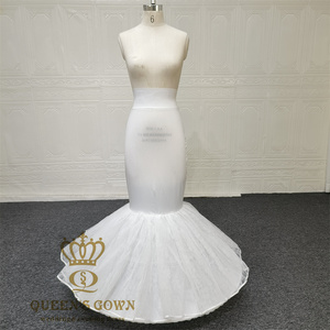 QUEENSGOWN <span class=keywords><strong>Jupon</strong></span> sirène <span class=keywords><strong>pour</strong></span> <span class=keywords><strong>robe</strong></span> de mariée, volumineux, 2 cerceaux, 2 couches de tulle, sous-jupe en crinoline, <span class=keywords><strong>jupon</strong></span> de mariée trompette - Product Image 1