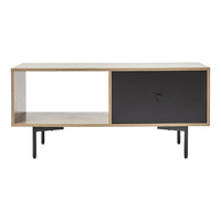 Table basse carrée industrielle moderne en bois avec deux tiroirs de rangement pour les meubles de salon à la maison