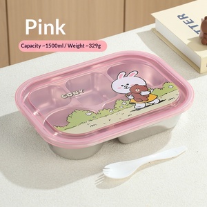 Boîte à lunch pour enfants en acier inoxydable 304 de qualité alimentaire avec compartiments, boîte à lunch scellée pour étudiants au design esthétique et ludique - Product Image 3