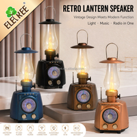 Lampe à pétrole vintage ELETREE, haut-parleur sans fil Bluetooth, veilleuse, lampe de table au charbon, lecteur de musique HiFi rétro avec radio FM