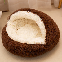Maßgefertigtes Samt-Katzen- & Hundebett, Muschelförmig, Verdickt, Extra-Warm, Halb-Geschlossen, Umweltfreundlich, Waschbares Haustierbett