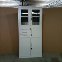 Armoire de bureau en acier verrouillable avec 3 tiroirs, compartiment intérieur sécurisé indépendant, porte en verre, armoire à documents