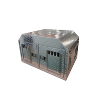 Cage de transport pour chien en aluminium à double plaque diamantée avec rangement supérieur pour camion et chasse