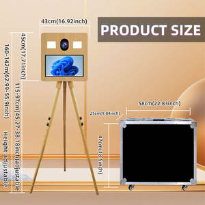 Machine photomaton à écran tactile personnalisé de 15,6 pouces, imitation bois, trépied, appareil photo reflex numérique, coque de photomaton pour événements - Product Image 4