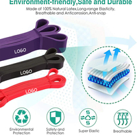 Paquete de 6 Bandas de Resistencia de Látex Natural Personalizadas, Antideslizantes, Ecológicas, para Yoga, Fitness, Ejercicios de Estiramiento y Flexiones