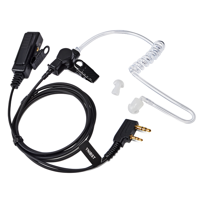Covert Air Acoustic Tube Earpiece Walkie Talkie Headphone Surveillance with Mic Ptt Compatible for Kenwood 2Pin Two Way Radio