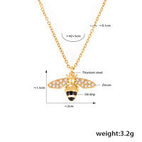 Mode dégoulinant Zircon industrieux abeille Double collier Bracelet anneau boucles d'oreilles texturé titane acier ensemble
